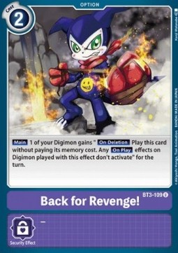 Back for Revenge! (BT3-109) - Release Special Booster v1.0 (Uncommon) [SR1.0-BT3-109]
