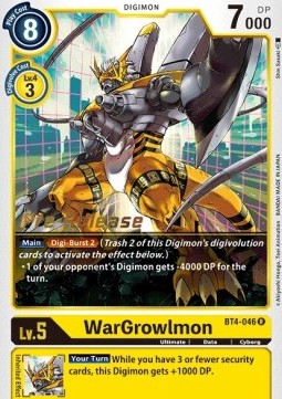WarGrowlmon (BT4-046) - Promos: Great Legend (Rare) [BT-04P-BT4-046]