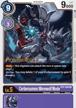 Cerberusmon: Werewolf Mode (BT4-086) - Promos: Great Legend (Rare) [BT-04P-BT4-086]