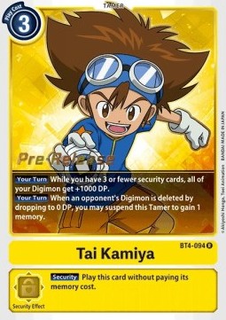 Tai Kamiya (BT4-094) (V.1) - Promos: Great Legend (Rare) [BT-04P-BT4-094]