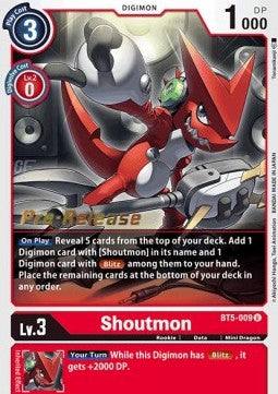 Shoutmon (BT5-009) - Promos: Battle Of Omni (Uncommon) [BT-05P-BT5-009]