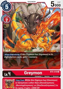 Greymon (BT5-010) - Promos: Battle Of Omni (Uncommon) [BT-05P-BT5-010]
