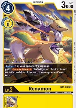 Renamon (BT5-036) - Promos: Battle Of Omni (Rare) [BT-05P-BT5-036]