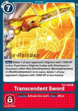 Transcendent Sword (BT5-095) - Promos: Battle Of Omni (Uncommon) [BT-05P-BT5-095]
