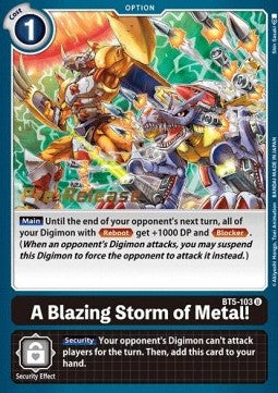 A Blazing Storm of Metal! (BT5-103) - Promos: Battle Of Omni (Uncommon) [BT-05P-BT5-103]