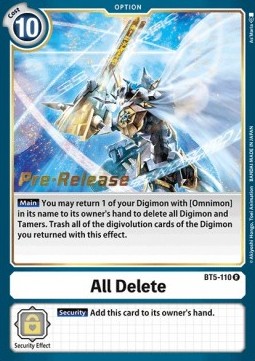 All Delete (BT5-110) - Promos: Battle Of Omni (Rare) [BT-05P-BT5-110]
