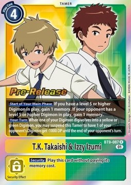 T.K. Takaishi & Izzy Izumi (BT9-087) - Promos: X Record (Rare) [BT-09P-BT9-087]