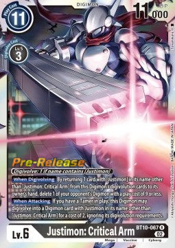 Justimon: Critical Arm (BT10-067) - Promos: Xros Encounter (Rare) [BT-10P-BT10-067]