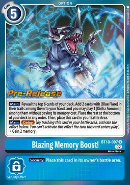 Blazing Memory Boost! (BT10-097) (V.1) - Promos: Xros Encounter (Rare) [BT-10P-BT10-097]