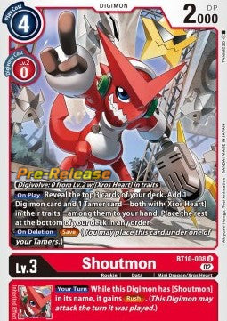 Shoutmon (BT10-008) - Promos: Xros Encounter (Uncommon) [BT-10P-BT10-008]