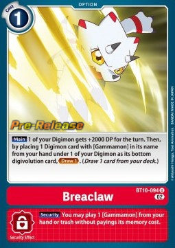 Breaclaw (BT10-094) - Promos: Xros Encounter (Uncommon) [BT-10P-BT10-094]