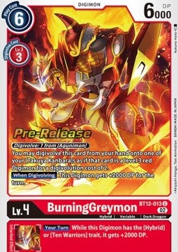 BurningGreymon (BT12-013) - Promos: Across Time (Uncommon) [BT-12P-BT12-013]