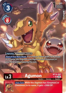 Agumon (BT14-007) (V.2) - Blast Ace (Alternative Art) [BT-14-007]