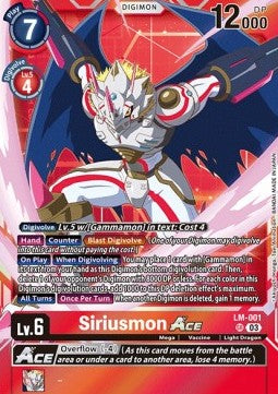 Siriusmon Ace (LM-001) - Exceed Apocalypse (Super Rare) [BT-15-LM-001]