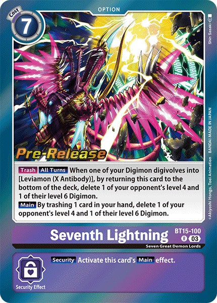Seventh Lightning (BT15-100) - Promos: Exceed Apocalypse (Rare) [BT-15P-BT14-100]