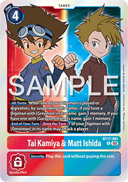 Tai Kamiya & Matt Ishida (BT17-081) (V.1) - Secret Crisis (Rare) [BT-17-081]