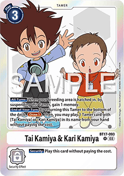 Tai Kamiya & Kari Kamiya (BT17-093) (V.1) - Secret Crisis (Rare) [BT-17-093]