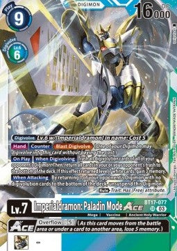 Imperialdramon: Paladin Mode Ace (BT17-077) (V.1) - Secret Crisis (Super Rare) [BT-17-077]