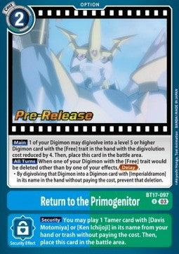 Return to the Primogenitor (BT17-097) - Promos: Secret Crisis (Uncommon) [BT-17P-BT17-097]