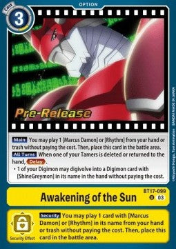 Awakening of the Sun (BT17-099) (V.1) - Promos: Secret Crisis (Uncommon) [BT-17P-BT17-099]