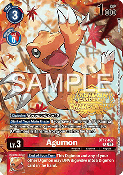 Agumon (BT17-007) - Championship 2024 Promos (Alternative Art) [CP24-BT17-007]