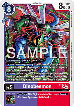 Dinobeemon (BT20-074) - Special Booster Ver 2.5 (Uncommon) [SB2.5-074]