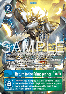 Return to the Primogenitor (BT17-097) (V.1) - Championship 2025 Promos (Alternative Art) [CP25-BT17-097]