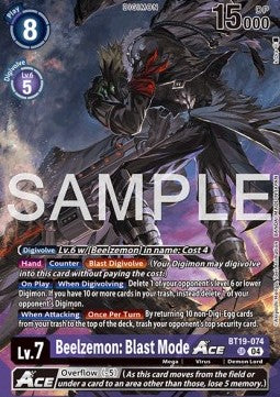 Beelzemon: Blast Mode Ace (BT19-074) - Premium Bandai Products (Alternative Art) [PB-XX-BT19-074]